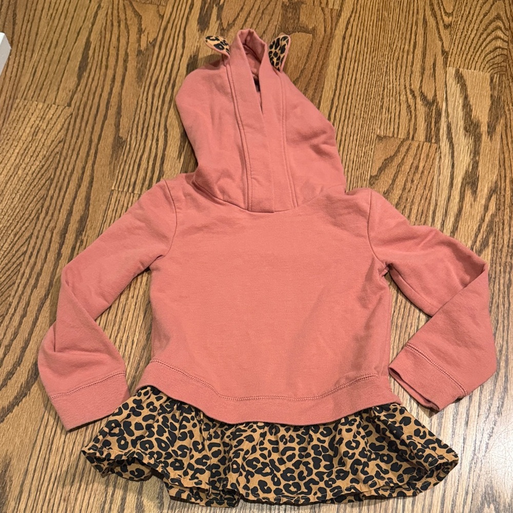 Tucker + Tate Pink Hoodie with Leopard Ruffle
